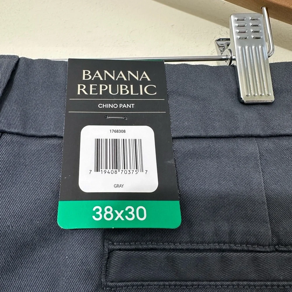 Banana Republic Men’s 5 Pocket Chino Pants Gray Slim Straight Fit Size 38x30 NWT